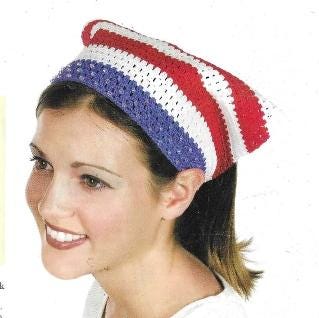 30 Head Scarf Crochet Patterns for Bandanas, Kerchiefs, and Stylish Wraps 20 Patriotic Striped Head Scarf Crochet Pattern