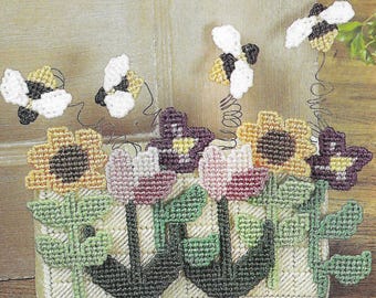 Bee Flying Over Flowers Doorstop Plastic Canvas Pattern PDF - Etsy