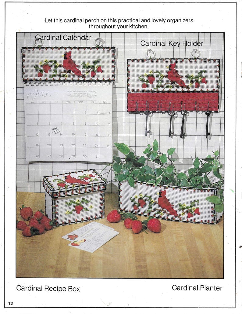 Cardinal Rack Cardinal Set, Calendar, Key Rack, Basket, Recipe Box Plastic Canvas PDF ...