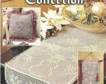 Filet Crochet Christmas PDF download, table runner, buffet caddy