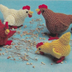 Crochet chickens + vintage cow potholder patterns PDF