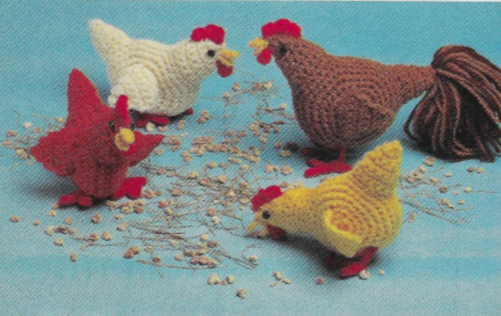 Vintage Crochet Chickens and Cow Potholder Patterns