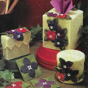Blooming Trio Plastic canvas pattern PDF