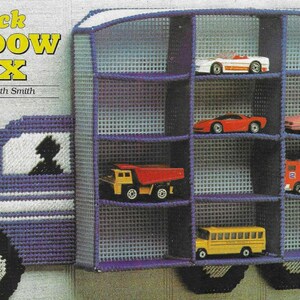 Wall mount Matchbox car storage plastic canvas pattern PDF