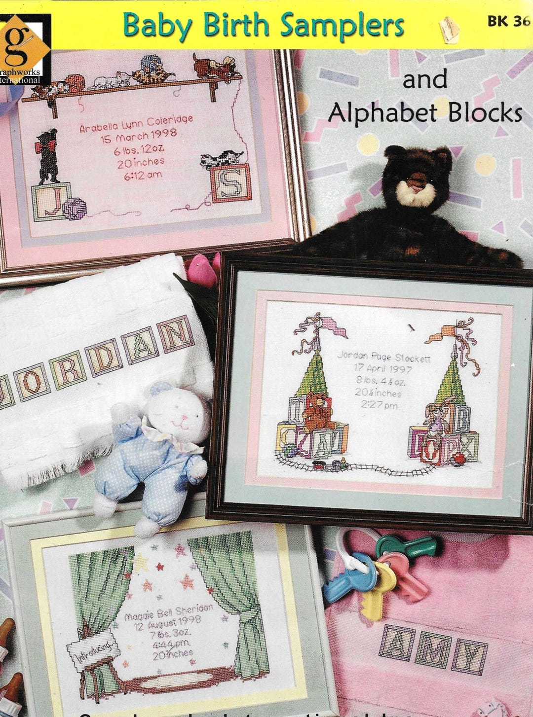 Three Baby Birth Samplers Cross Stitch Patterns PDF, Block Letters for ...