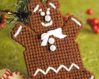 Gingerbear ornament plastic canvas pattern PDF