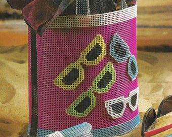 Beach bag and key purse plastic canvas pattern PDF