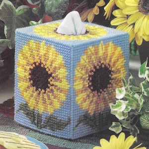 Sunflower tissue cover Plastic canvas pattern PDF