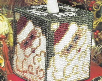 Santa tissue box cover plastic canvas sign PDF