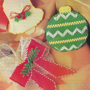 Easy Christmas Ornaments Plastic canvas pattern PDF