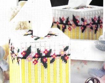 Patrón de lona plástica para funda de caja de pañuelos con rosas erráticas (PDF)
