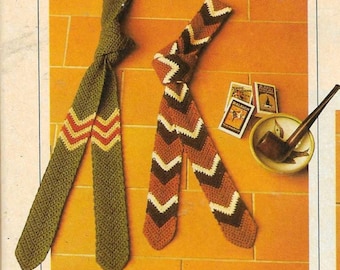 Vintage crochet neck tie pattern PDF