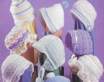 9 gehaakte babymutsjes pdf-download, 3-6 maanden