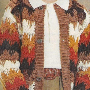 Flamme Muster Jacke Vintage Häkelanleitung PDF