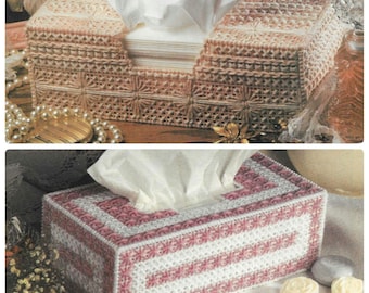 Dos fundas femeninas para cajas de pañuelos. Patrón de lona plástica en PDF.
