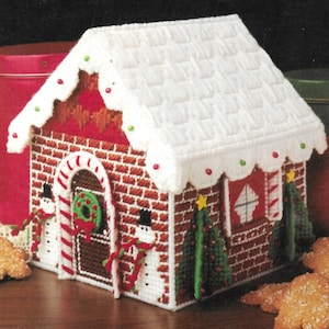 Gingerbread treat house plastic canvas pattern PDF