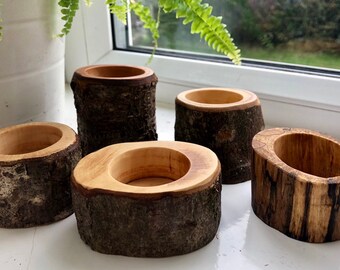 Set of Dartmoor wood single tealight holders
