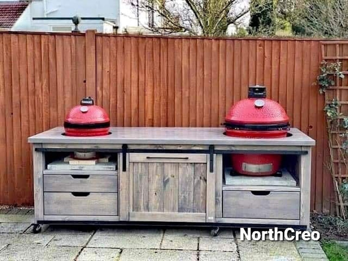 Kamado grill table. Grill table for Green Egg. Grill Table Etsy