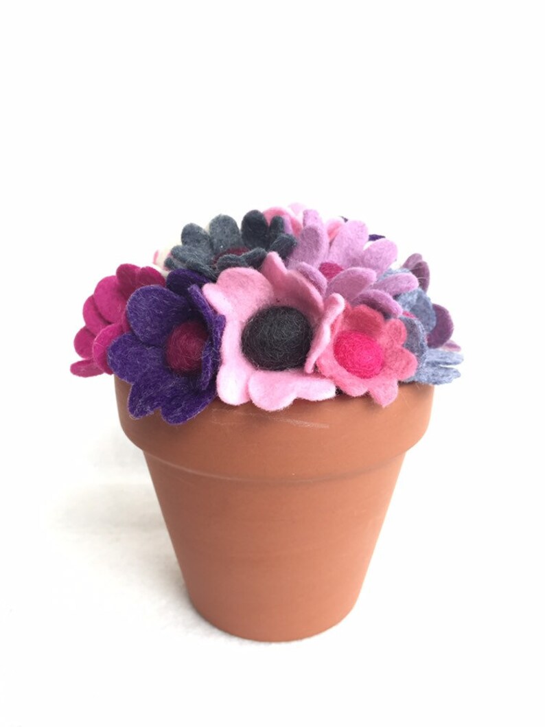 Felt flower pot faux flowers house warming gift home office Etsy