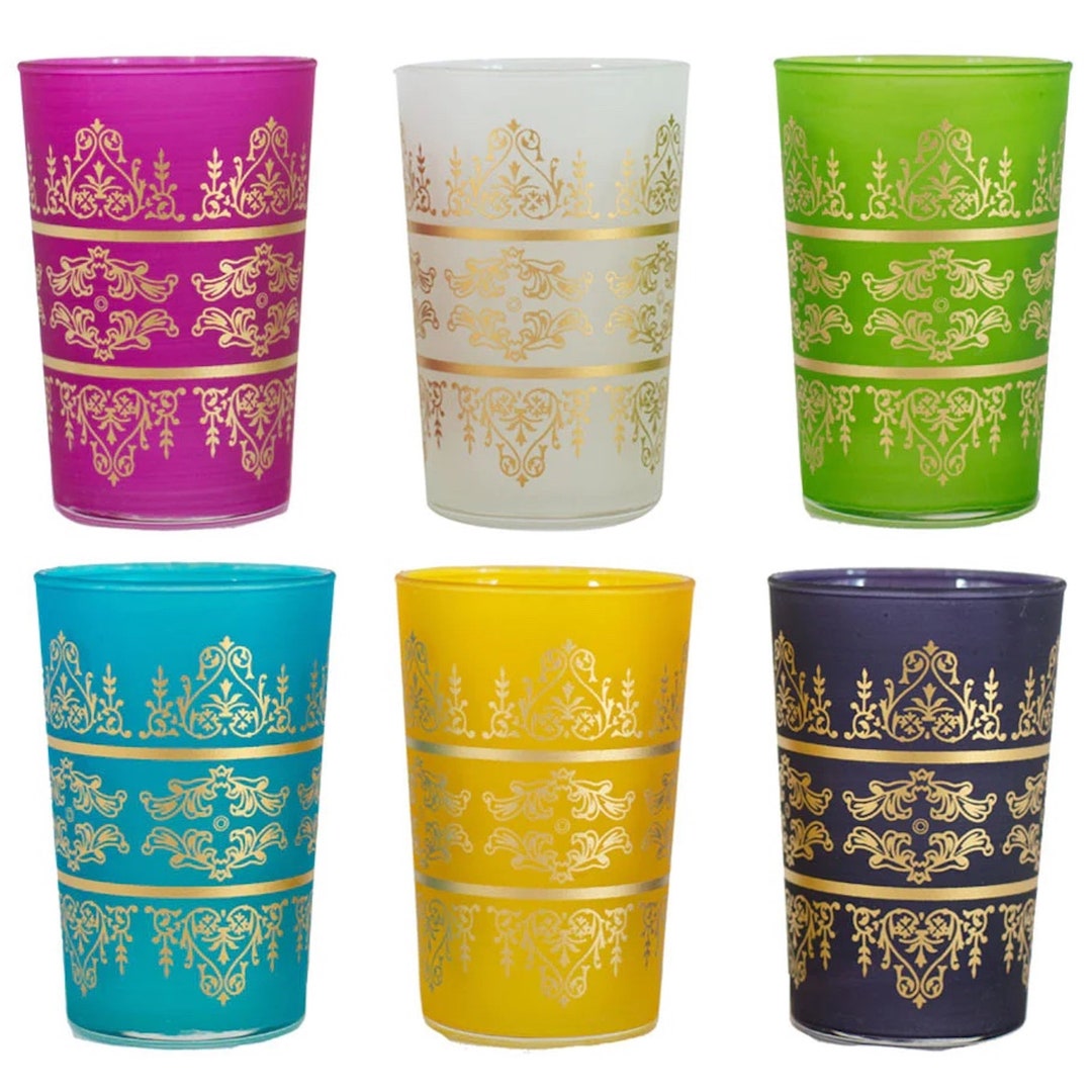Moroccan Tea Glasses Moroccan Glass Cups Set of 6 Etsy