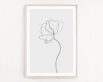 Flower Line Drawing Etsy flower line drawing etsy