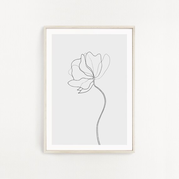 Line Art Flower Line Drawing Flower Print Flower Poster - Etsy