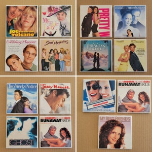 VHS Coasters Made From VHS Boxes, Coated in Resin, Backed with Cork! Sustainable Gifting - Theater Room, 80&#39;s Movies! Rom-Com Drama Editions