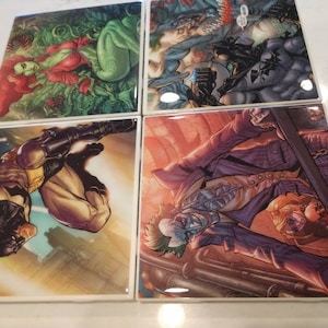 LARGE 4 Coaster Set Dark Knight Returns Comic Book Pages! 6&quot;x6&quot; not the common 4&quot;x4&quot; sizes! Resin Coated!