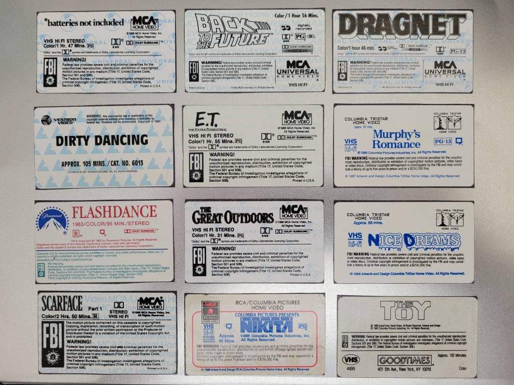 12 VHS Movie Label Made From the Original VHS Etsy
