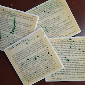 COASTERS - GREMLINS - Halloween  Decorations- Repurposed Random Book Pages! Gremlins Book Coasters! Gremlin in a mixer!