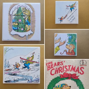 COASTERS - Berenstain Bears - Repurposed from the 1970's Book,  The Bears Christmas - Sustainable Gifting - Upcycled Books