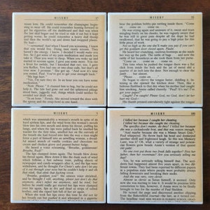 COASTERS - MISERY - Halloween  Decorations- Repurposed Random Book Pages! Stephen King Book Coasters!
