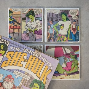 COASTERS - Superhero Comics - Set of Comic Book Coasters- Repurposed Comic Book Coasters - Coasters, Superhero Party!