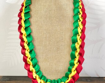 Red, Yellow, and Green  Braided Lei