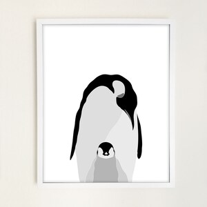 Penguin Art Penguin Print Animal Art Minimal Art Modern Nursery Decor Printable Wall Art Baby Girl Wall Art Baby Boy Wall Art