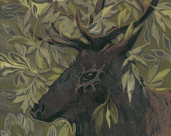 forest creature mini illustration print