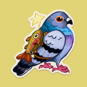autocollant pigeon sac à dos de poisson | sticker oiseau