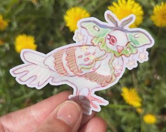 luna month pigeon sticker | bird art