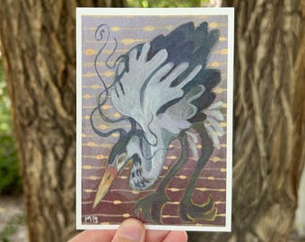 great blue heron mini print | bird art