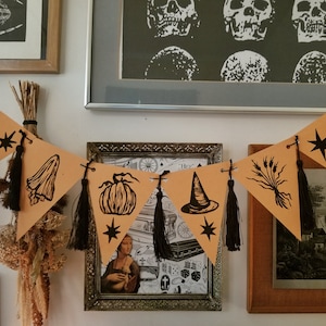 Ooky Spooky Lino Print Pennants