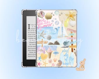 Inserto Kindle con motivo spiaggia pastello / Custodia morbida per Kindle con motivo costiero / Custodia estetica per e-reader digitale / Stampabile per Kindle estivo