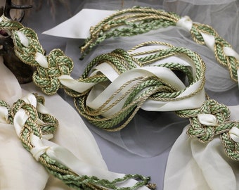 Handfasting Cord - Tie your own Infinity Magdalene Love Knot, customisable wedding cord, Gold, Sage, Ivory