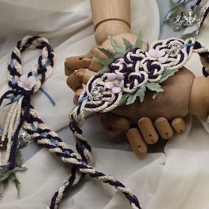 Handfasting Cord - Bloom: Thistle - Purple + Ivory Bespoke artisan handfasting cord/ribbon/rope