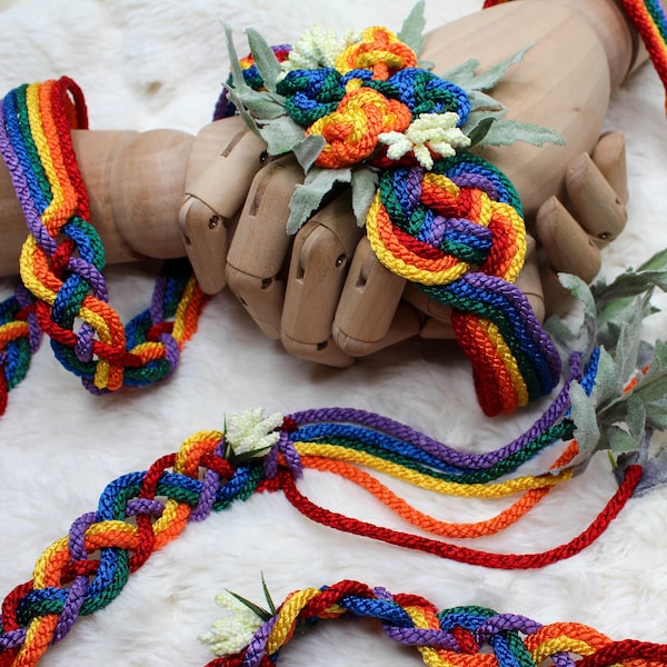 Handfasting Cord - Bloom: Rainbow - Bespoke artisan handfasting cord/ribbon/rope