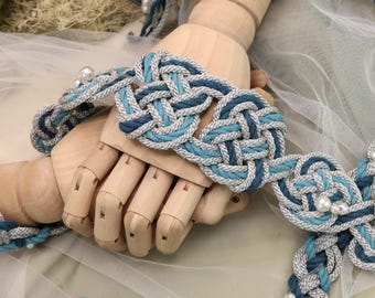 Handfasting Cord - *Elements* 'Water'  - Customisable Heart Love Knot wedding handtying cord/ribbon/rope/sash