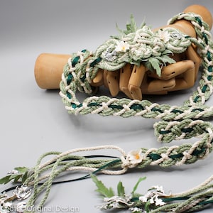 Handfasting Cord - Bloom - Ivory with Shades of Green and Daisy Flowers - Fully customisable