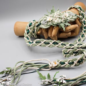 Cordone da Handfasting - Fiore - Avorio con sfumature di verde e fiori margherita - Completamente personalizzabile