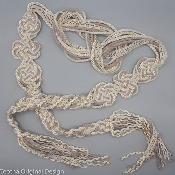 Handfasting Cord - Infinity Treasure Knot with Cotton and Lace