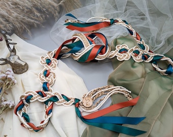 Handfasting Cord - Infinity Tie Magdalene Love Knot with THREE ribbon colours, customisable wedding cord