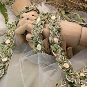 Handfasting Cord - 'Fae Garden Braid, Metallic Gold+ Eucalyptus Green' - Customisable Wedding Hand-Tying cord- Choose Your own Colours